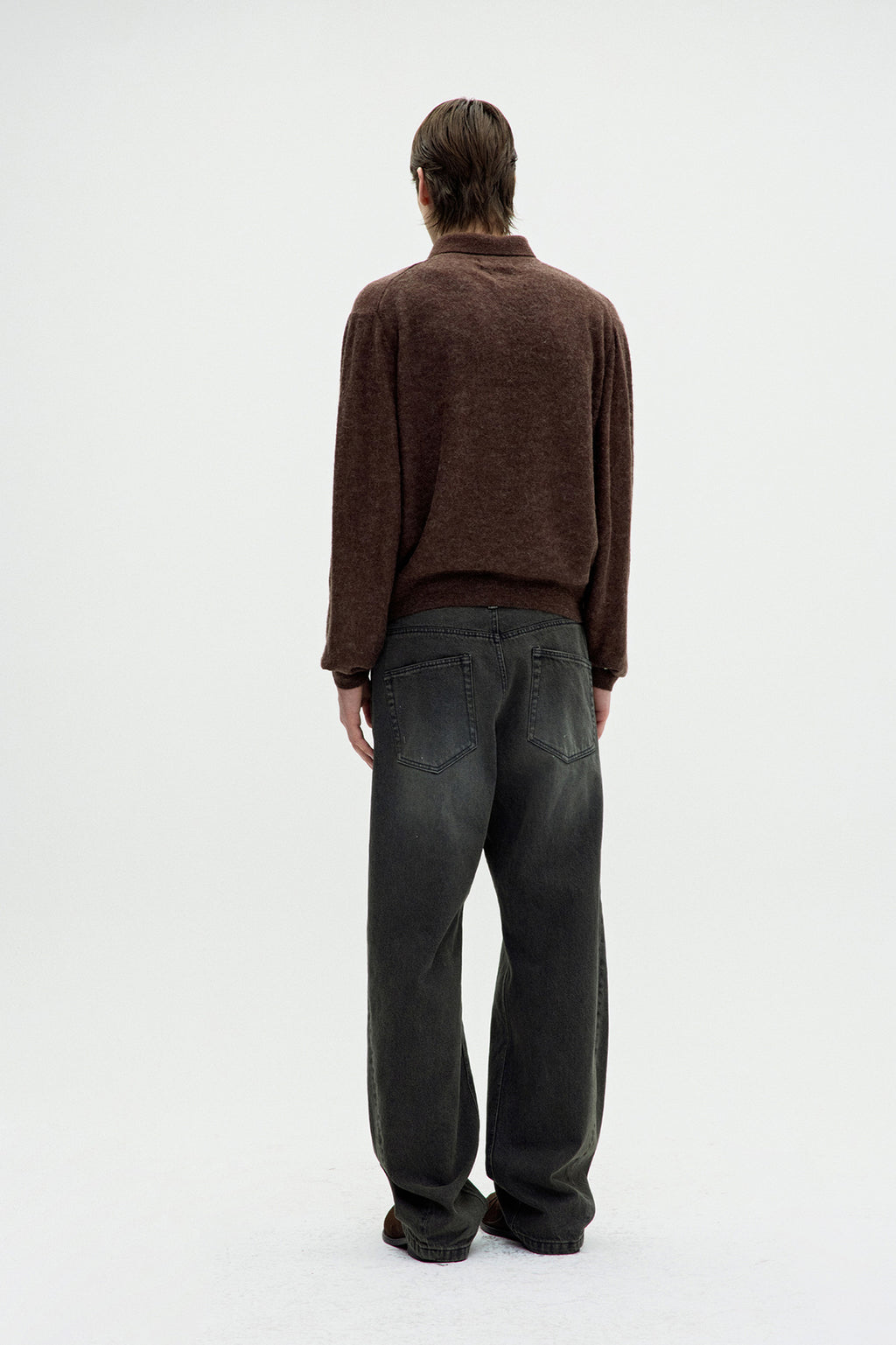 Coor - Alpaca Blend Striped Polo Sweater (Melange Brown) product image 4 | TRAB K-Fashion Australia