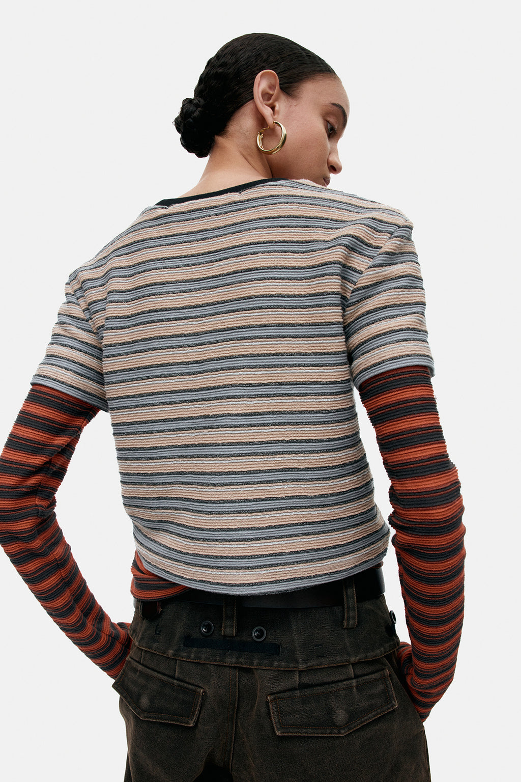 Andersson Bell - Multi Stripe Ls T-Shirts (Beige / Brick) product image 5 | TRAB K-Fashion Australia
