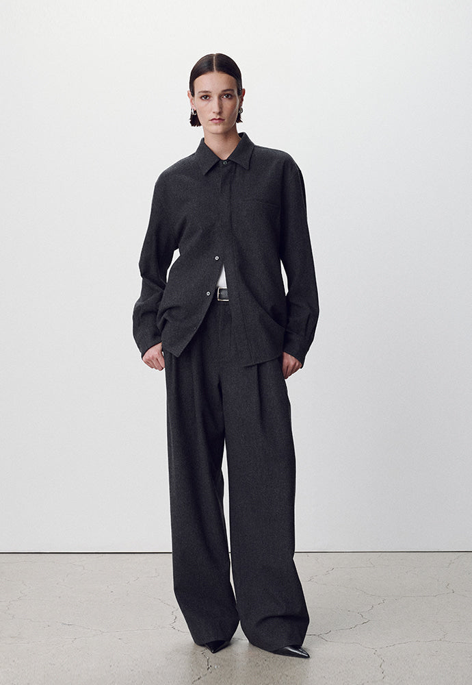 Tonywack - Virgin Wool Double-Pleats Wide Trousers (Grey) product image 5 | TRAB K-Fashion Australia
