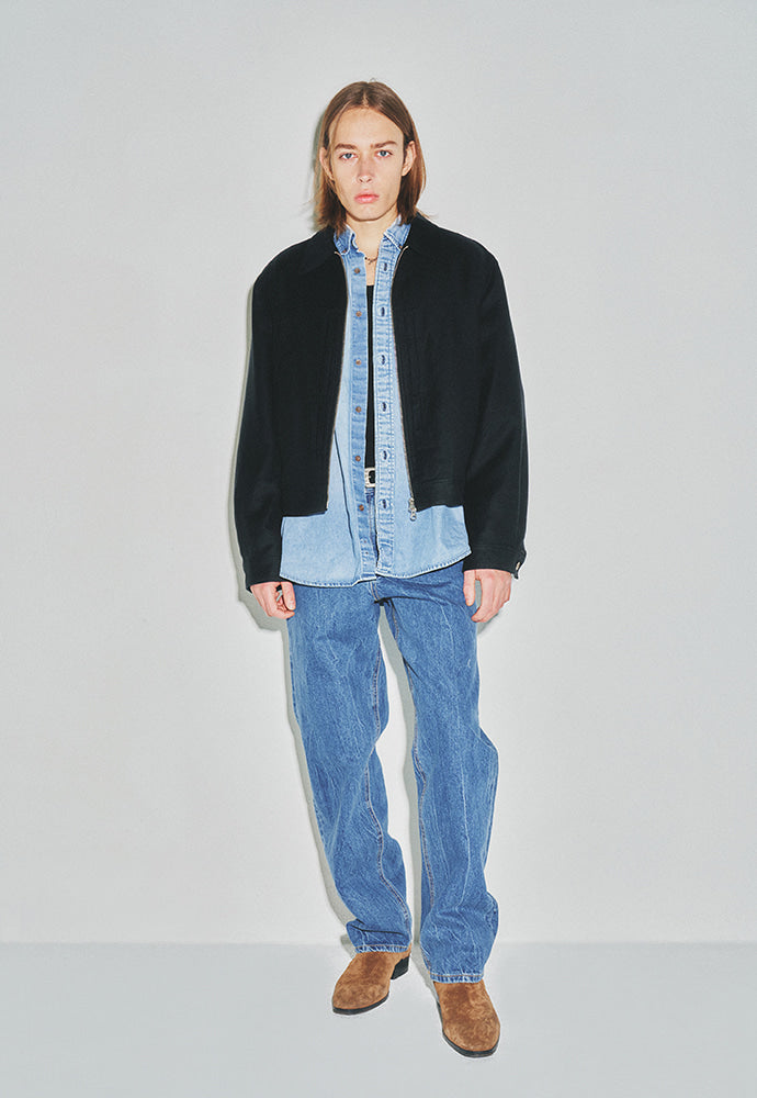 Tonywack - Milled Linen Rayon Type1 Zip Jacket (Black) product image 1 | TRAB K-Fashion Australia