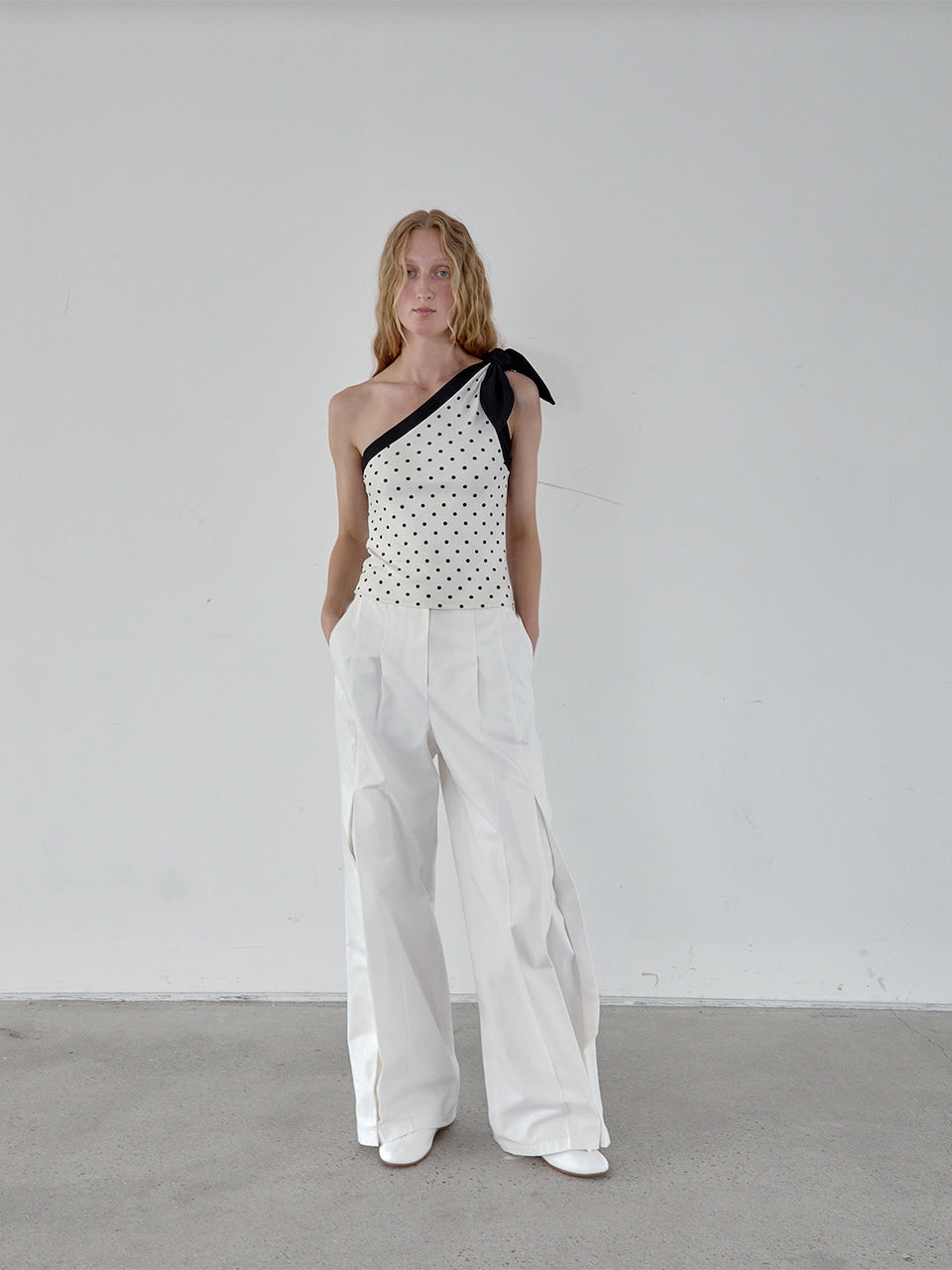 Kijun - [Ships 18 June] Polka Dot Scarf Top (Ivory) product image 3 | TRAB K-Fashion Australia