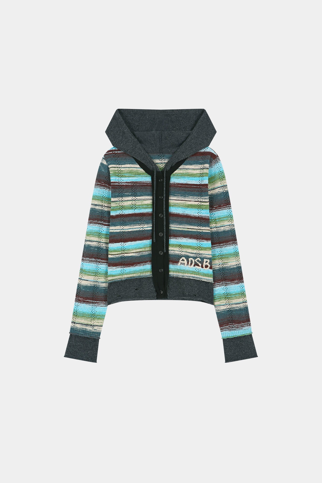 Andersson Bell - Layered Multi-Stripe Hooded Cardigan (green/blue) (Green/Blue) product image 7 | TRAB K-Fashion Australia