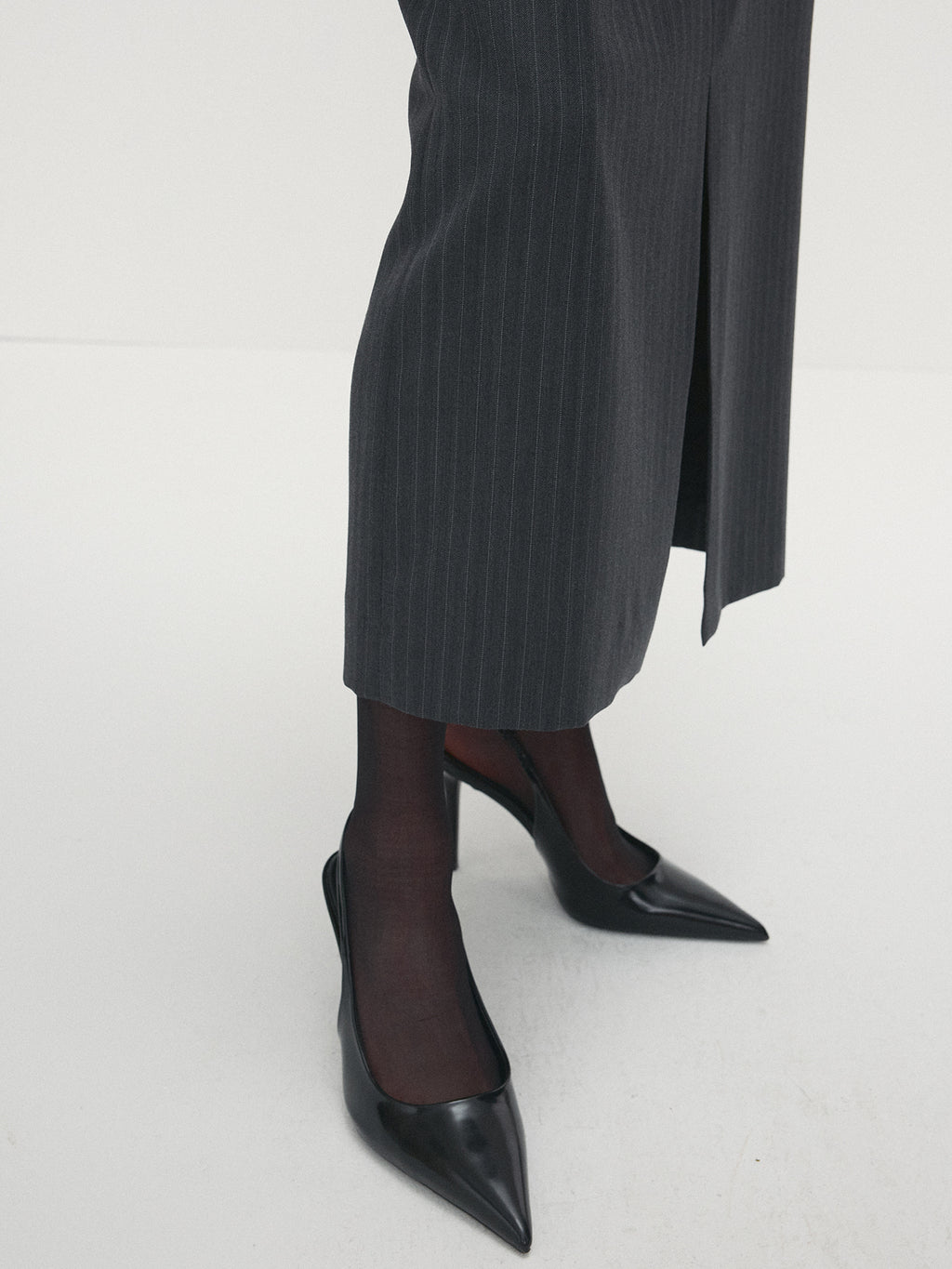 Tonywack - Striped Wool Pencil Skirt (Grey Pinstripe) product image 5 | TRAB K-Fashion Australia