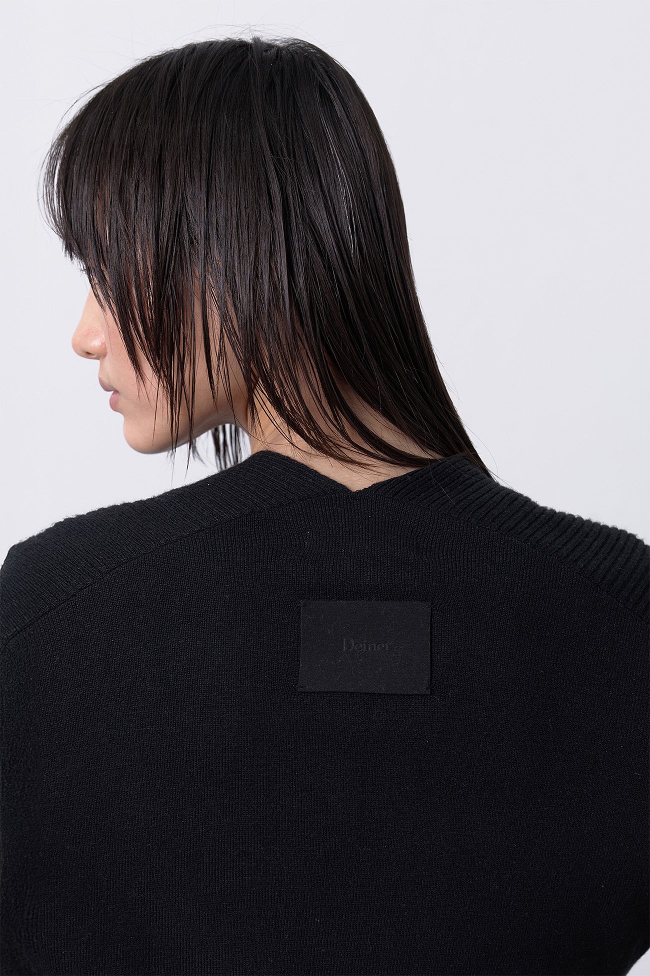 Deinet - Fluid Knit Drape Cardigan (Black) product image 8 | TRAB K-Fashion Australia