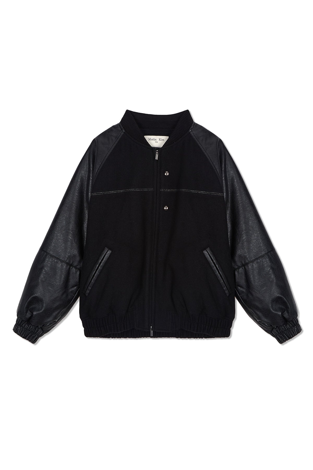 Matin Kim - Stunning Point Faux Leather Jumper (Black) product image 2 | TRAB K-Fashion Australia