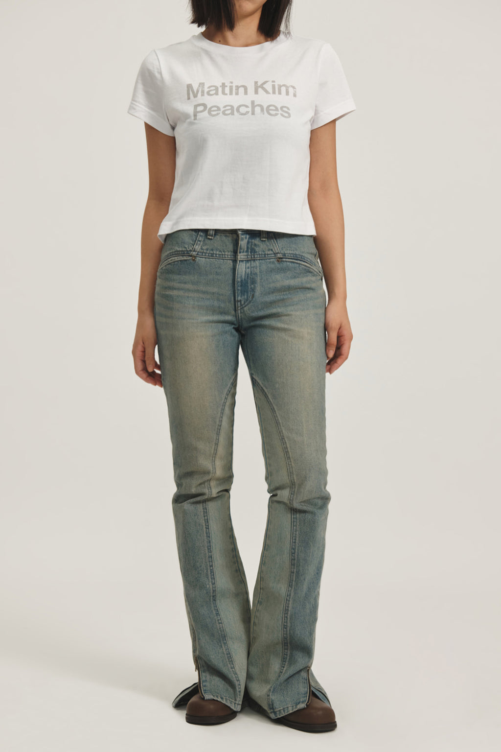 Matin Kim - Peaches Zipper Detail Boots Cut Denim Pants (Light Blue) product image 12 | TRAB K-Fashion Australia
