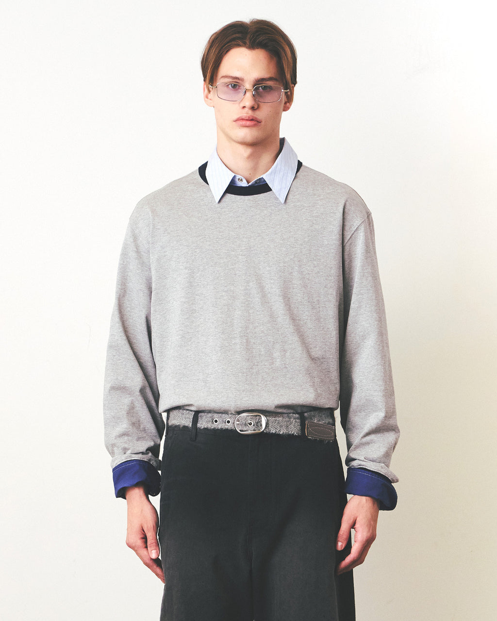 Eastlogue - 11 Ringer L.s T-shirts (Melange Grey & Navy) product image 2 | TRAB K-Fashion Australia