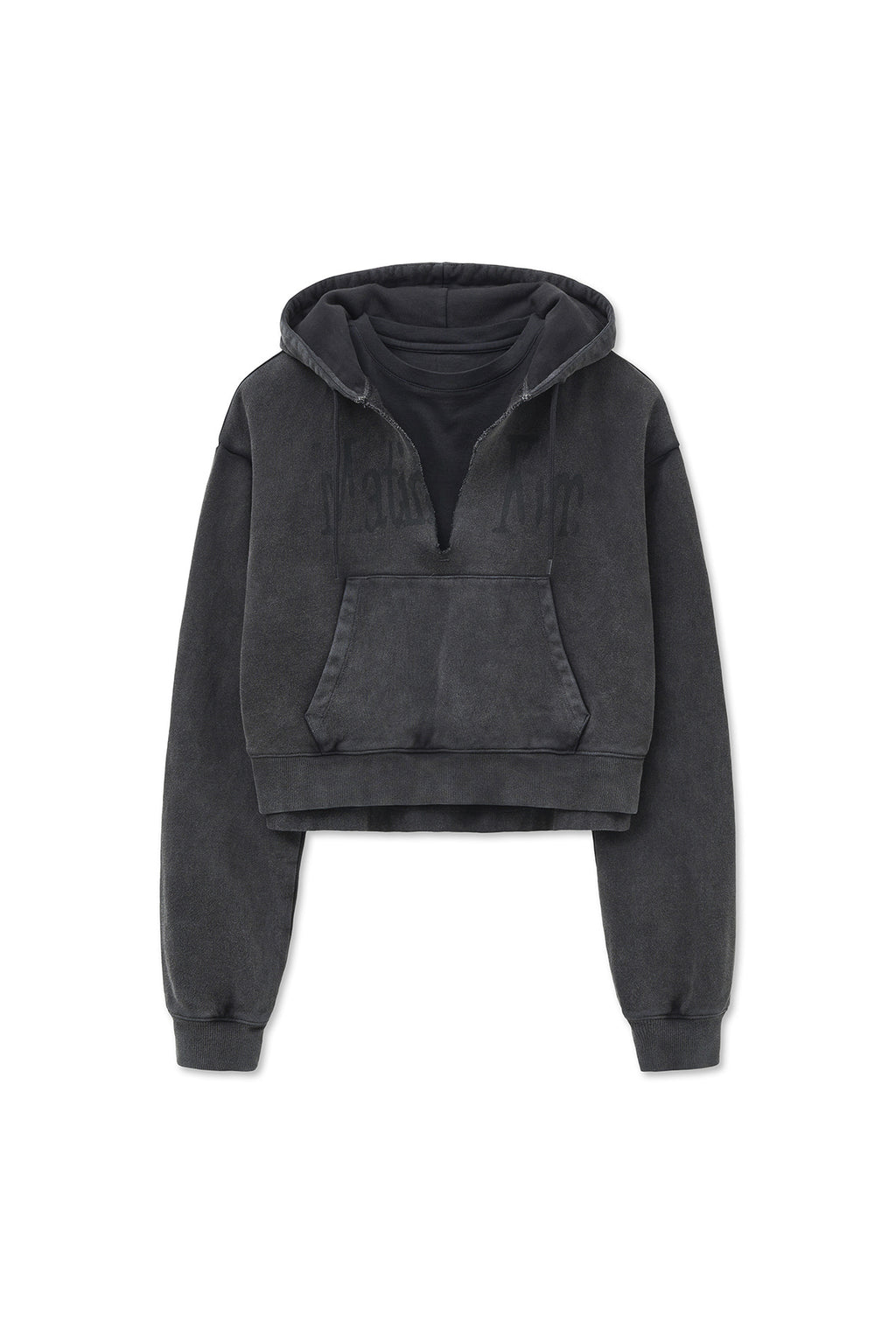 Matin Kim - Washed Layered Crop Hoody (Charcoal) product image 10 | TRAB K-Fashion Australia