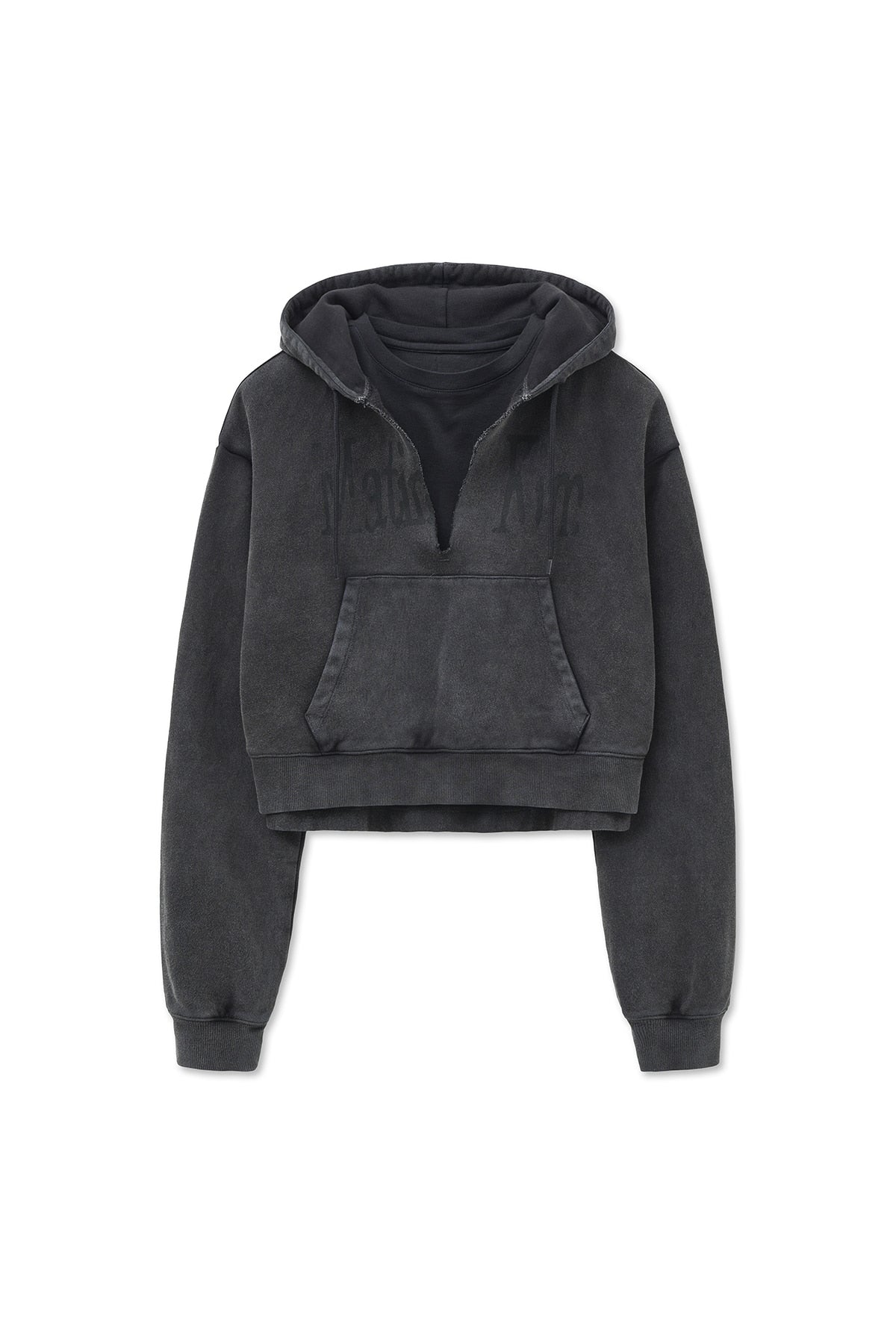 Matin Kim - Washed Layered Crop Hoody (Charcoal) product image 10 | TRAB K-Fashion Australia