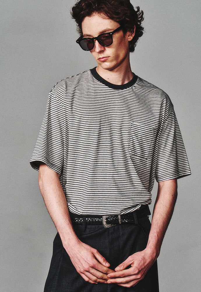 Art if acts - Washed Stripe Pocket S/S Tee (Charcoal) product image 1 | TRAB K-Fashion Australia