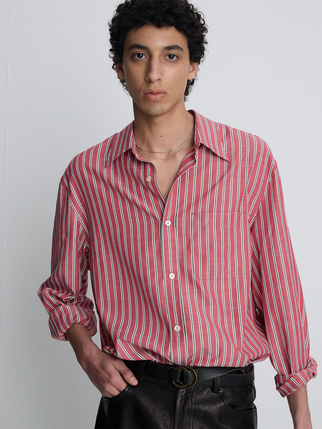Tonywack - Striped Cotton Blend Shirt (Red Stripe) product image 4 | TRAB K-Fashion Australia