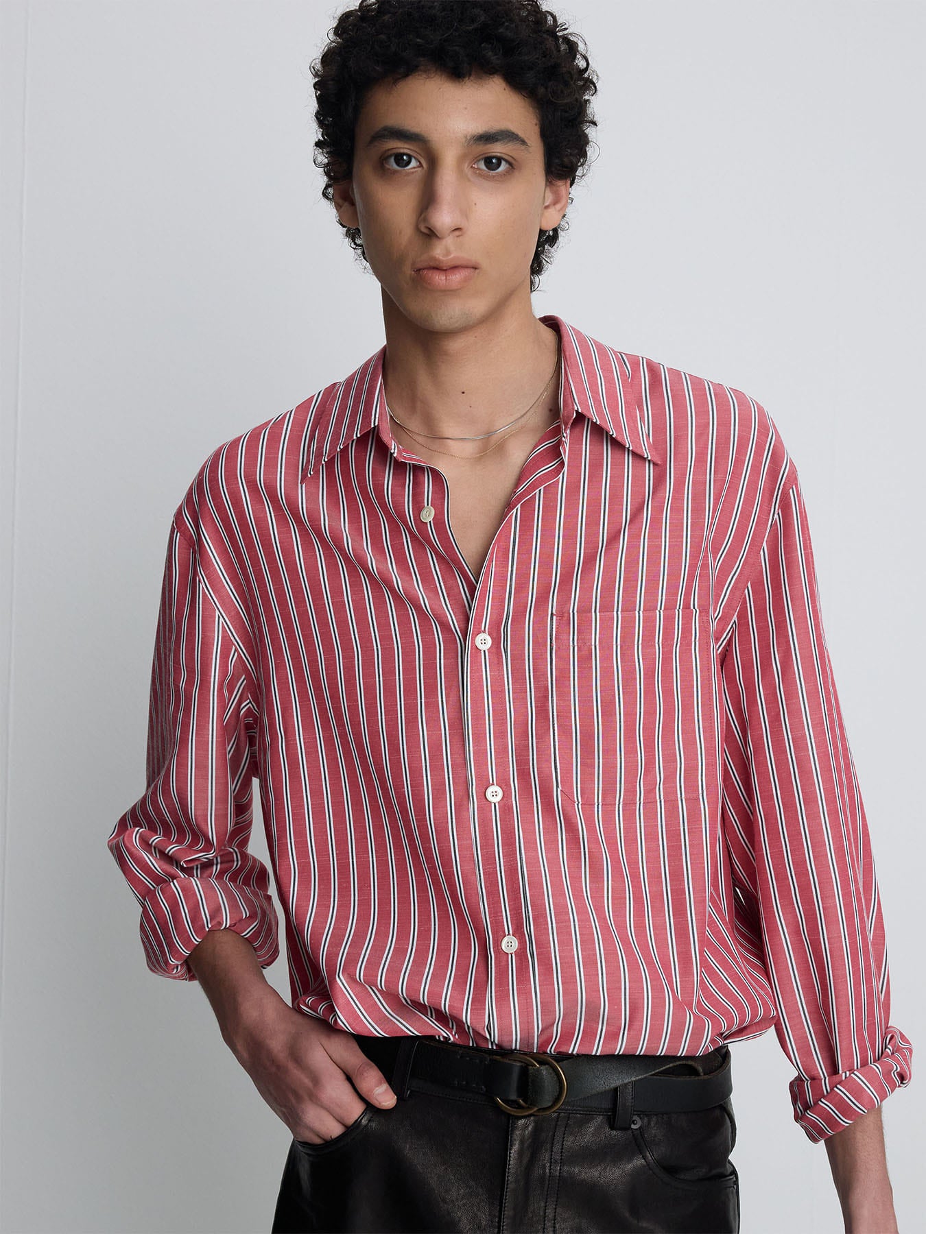 Tonywack - Striped Cotton Blend Shirt (Red Stripe) product image 4 | TRAB K-Fashion Australia