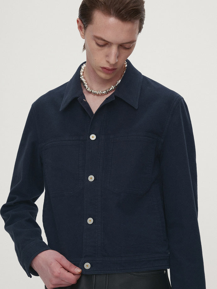 Tonywack - Moleskin Cotton Trucker Jacket (Navy) product image 1 | TRAB K-Fashion Australia