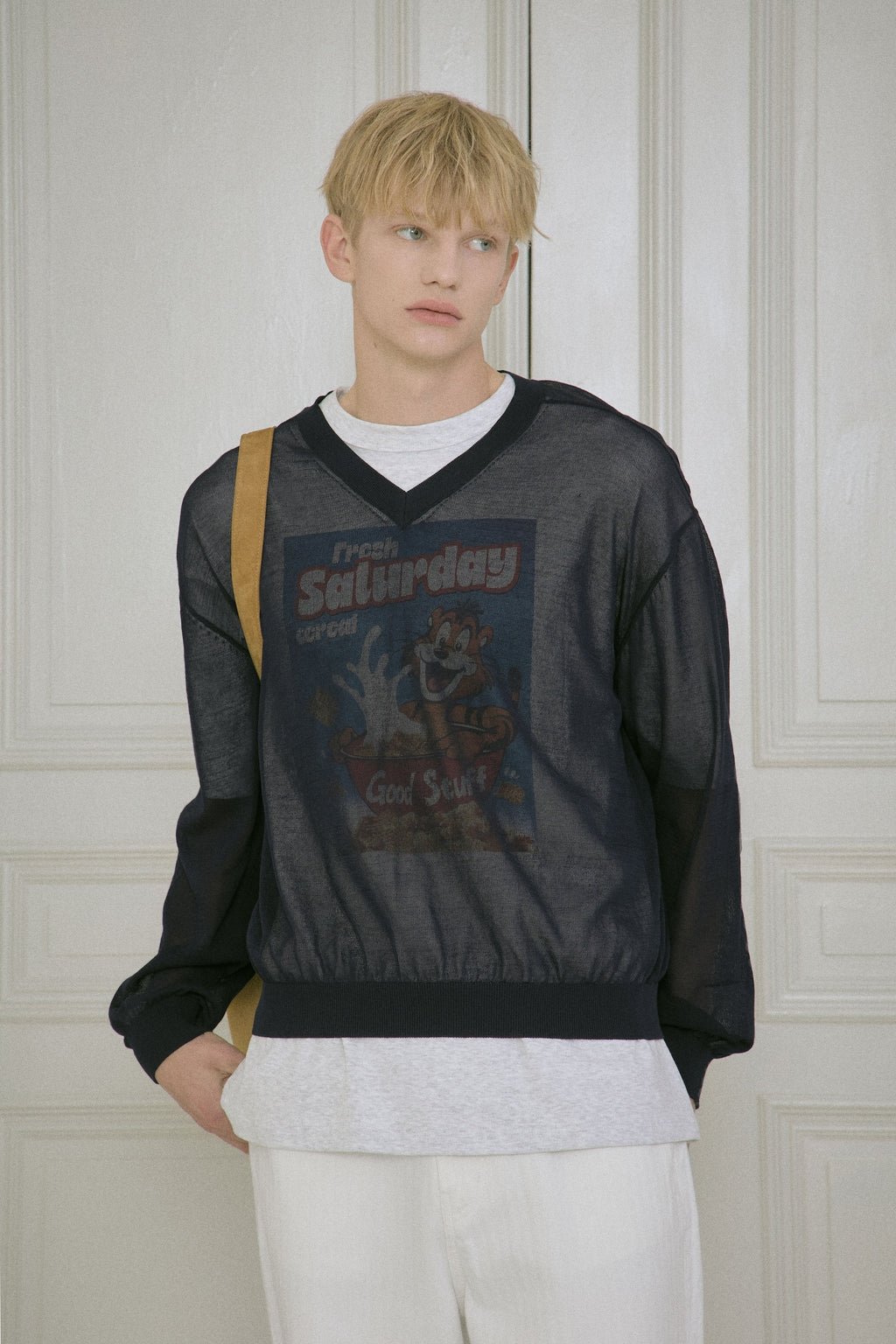 STU - Sheer V-Neck Knit (Navy) product image 5 | TRAB K-Fashion Australia