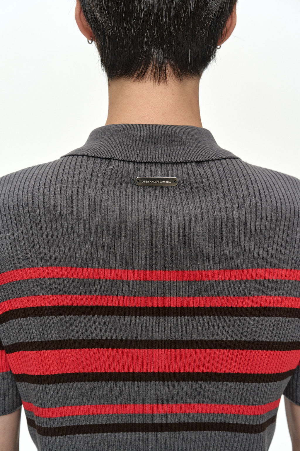 Andersson Bell - Pitt Stripe Polo Sweater (Grey/Red) product image 6 | TRAB K-Fashion Australia