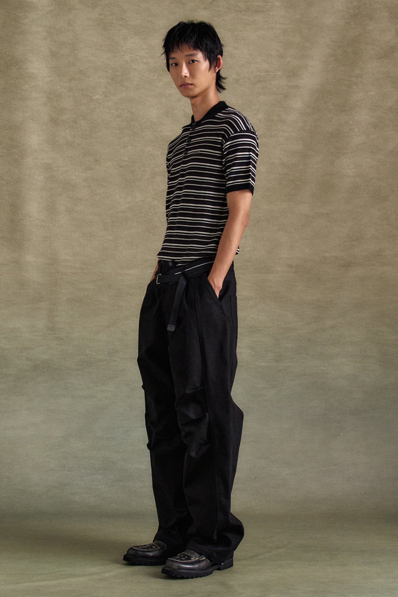 Andersson Bell - Stripe Polo Sweater (Black/Brown) product image 4 | TRAB K-Fashion Australia