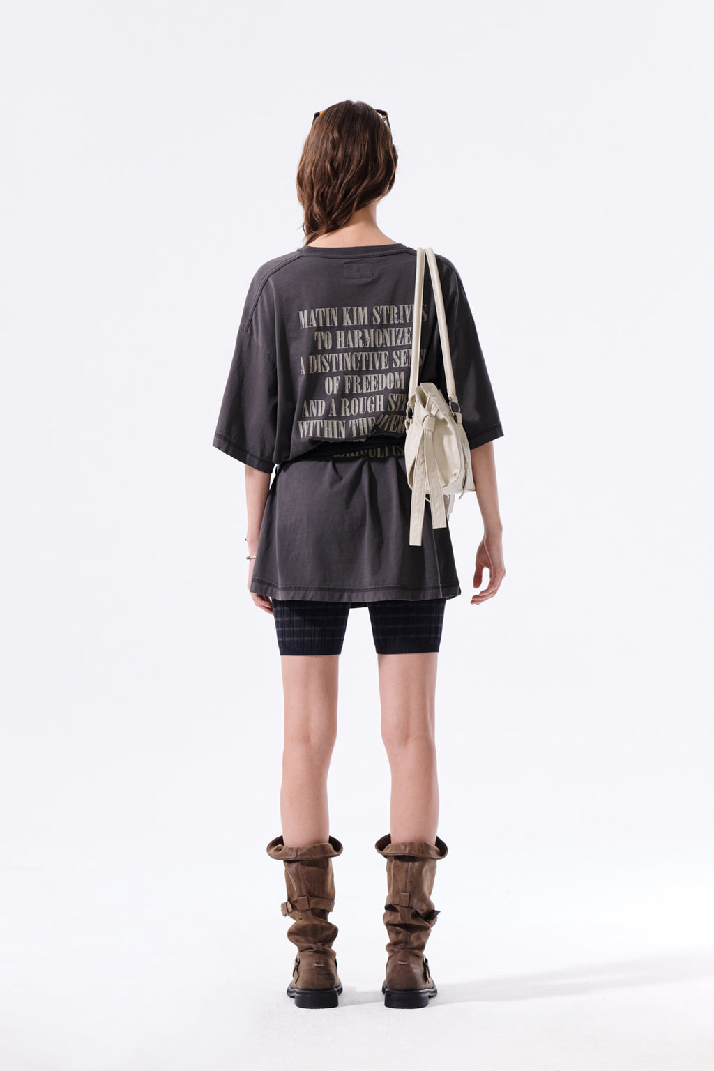 Matin Kim - Vintage Lettering Graffiti Top (Charcoal) product image 8 | TRAB K-Fashion Australia