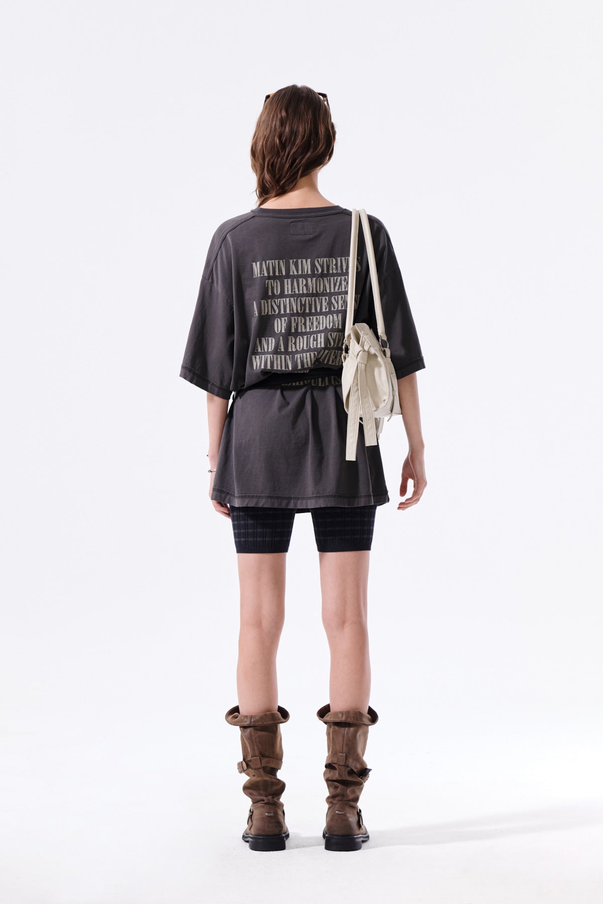 Matin Kim - Vintage Lettering Graffiti Top (Charcoal) product image 8 | TRAB K-Fashion Australia
