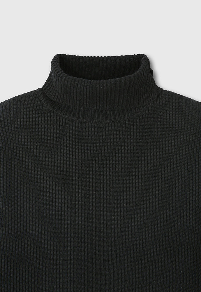 Tonywack - Hard Twist Wool Slit Turtleneck Knit (Black) product image 9 | TRAB K-Fashion Australia
