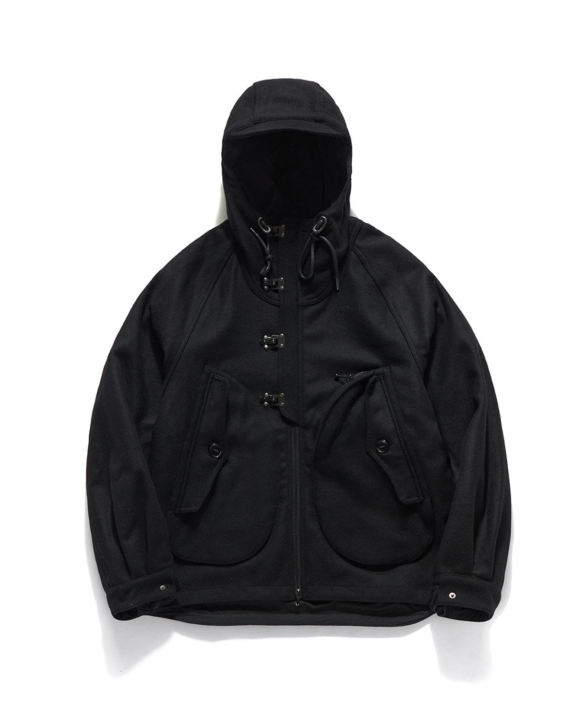 Eastlogue - Deck Hoodie Parka (Black Melton Wool) product image 1 | TRAB K-Fashion Australia