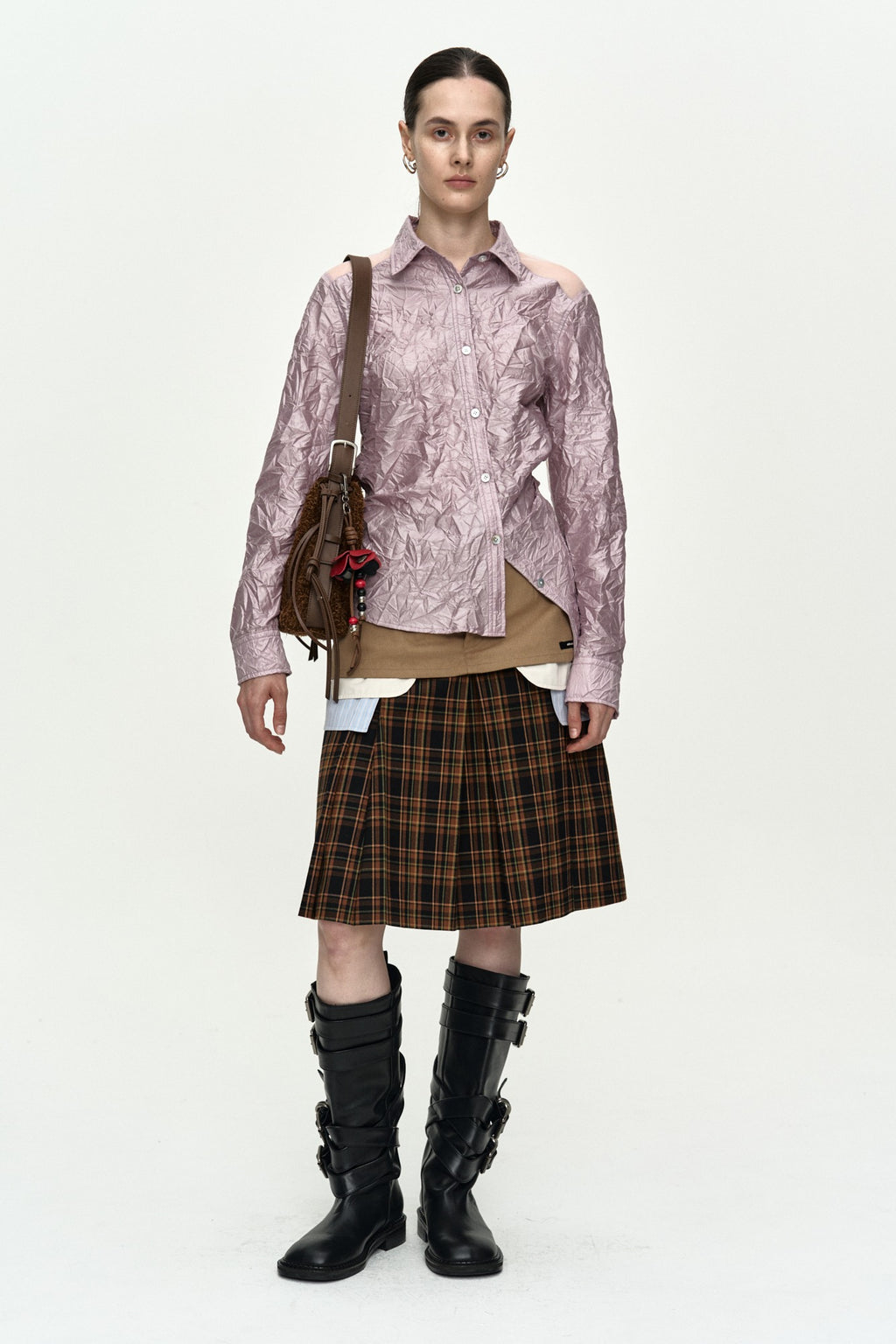 Andersson Bell - Crinkled Twist-Tuck Shirt (Pink) product image 1 | TRAB K-Fashion Australia