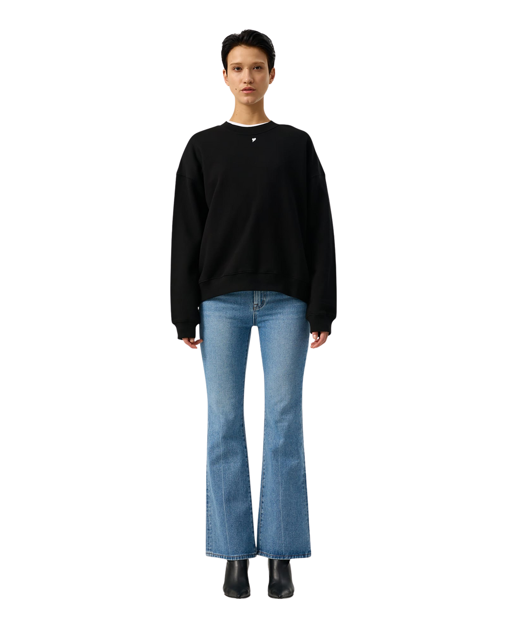 Kimhe Kim - Heart Embroidered Sweatshirt (Black) product image 17 | TRAB K-Fashion Australia