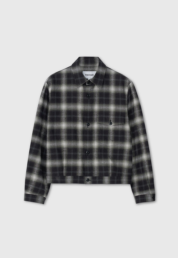 Tonywack - Brushed-Effect Check Shirt Blouson Japanese Fabric (Black/Ecru) product image 3 | TRAB K-Fashion Australia