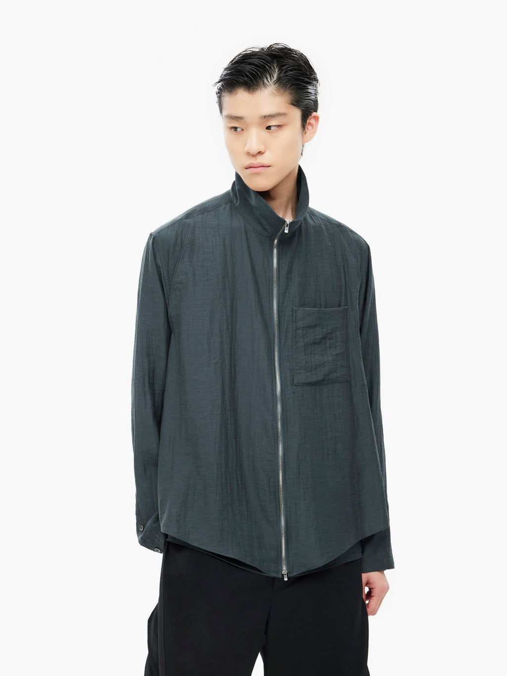 Jiyong Kim - Layered Zip-Up Shirt (Navy) product image 2 | TRAB K-Fashion Australia