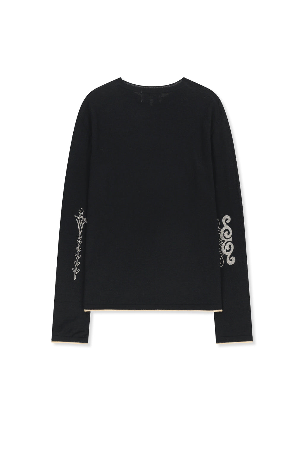 Matin Kim - Matin Sleeve Graphic Sheer Knit Pullover (Black) product image 2 | TRAB K-Fashion Australia