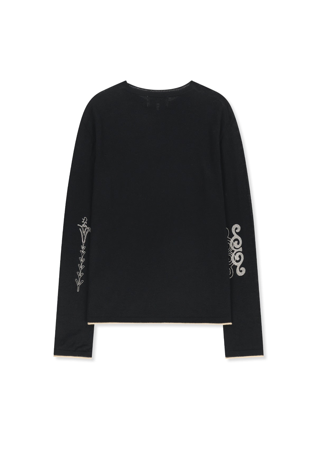 Matin Kim - Matin Sleeve Graphic Sheer Knit Pullover (Black) product image 2 | TRAB K-Fashion Australia