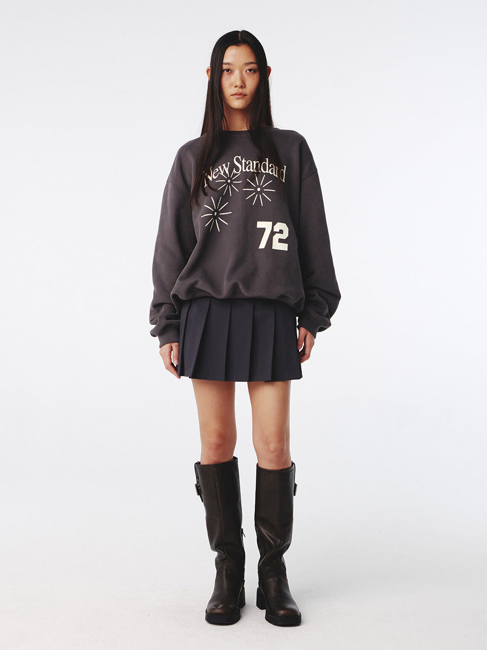 Kijun - Arc Tennis Mini Skirt (Charcoal) product image 6 | TRAB K-Fashion Australia