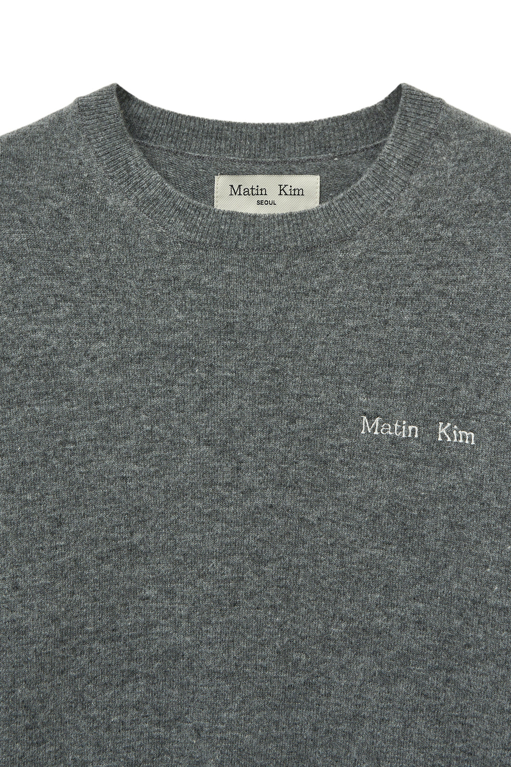 Matin Kim - Cashmere Blended Round Knit Pullover (Grey) product image 3 | TRAB K-Fashion Australia