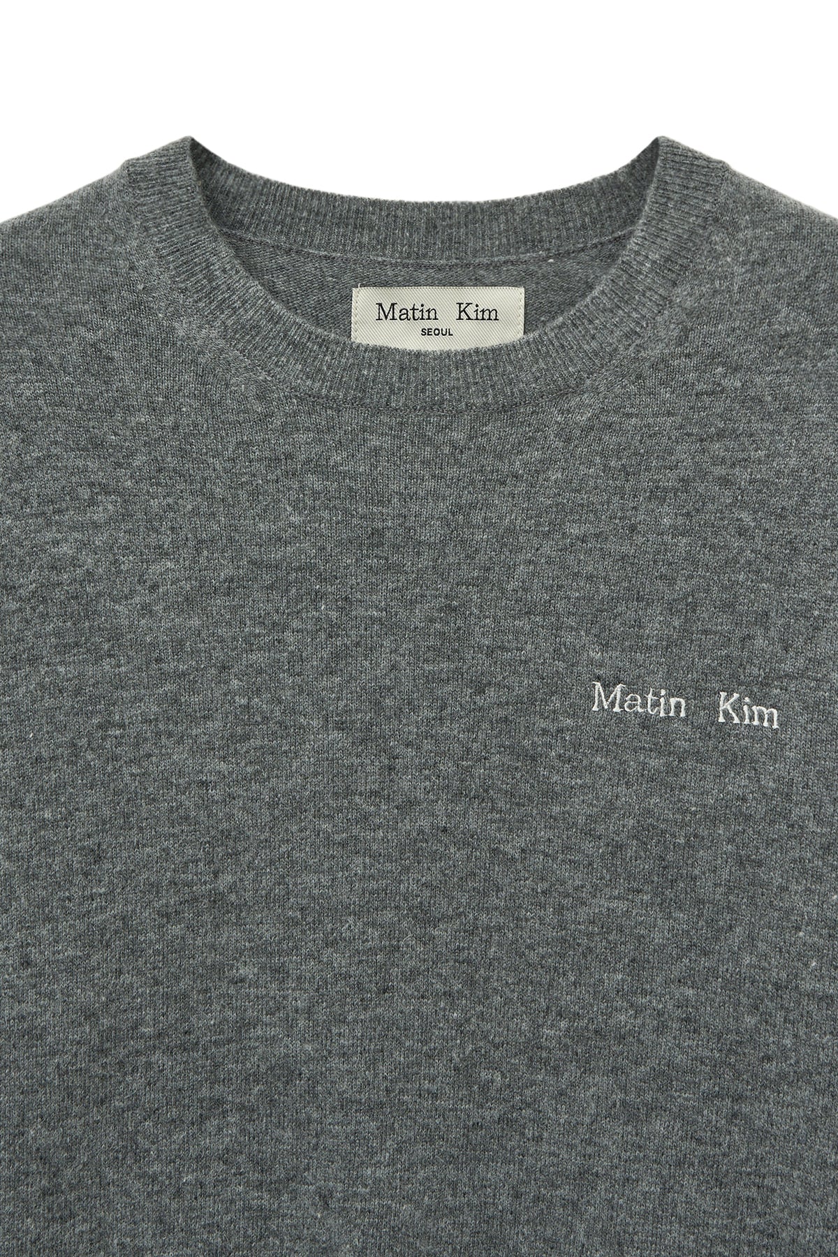 Matin Kim - Cashmere Blended Round Knit Pullover (Grey) product image 3 | TRAB K-Fashion Australia