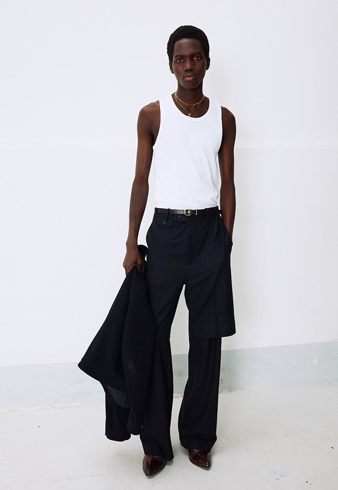 Tonywack - Virgin Wool Layered Trousers (Navy Pinstripe) product image 7 | TRAB K-Fashion Australia
