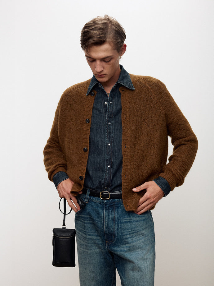 Tonywack - Wool And Mohair Ribbed Mesh Cardigan (Camel) product image 7 | TRAB K-Fashion Australia