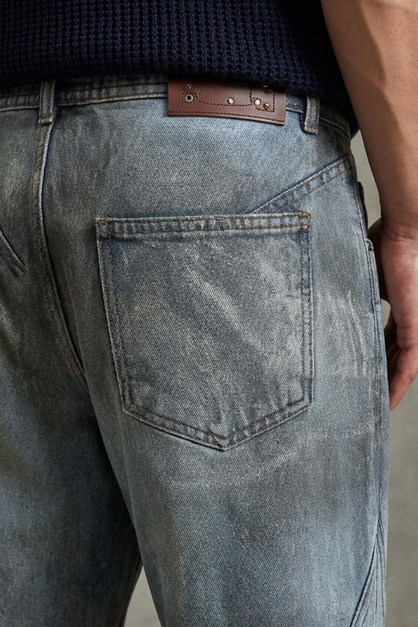 Andersson Bell - Dirty Spray Washed Wide Leg Jeans (L.Blue) product image 6 | TRAB K-Fashion Australia