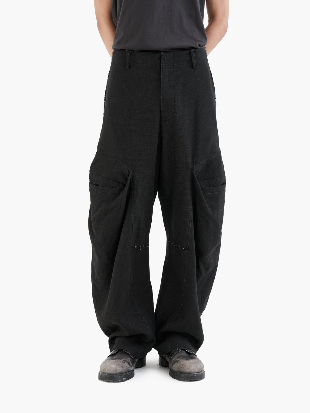 Jiyong Kim - Raw Edged 3D Pocket Trousers (Black) product image 4 | TRAB K-Fashion Australia