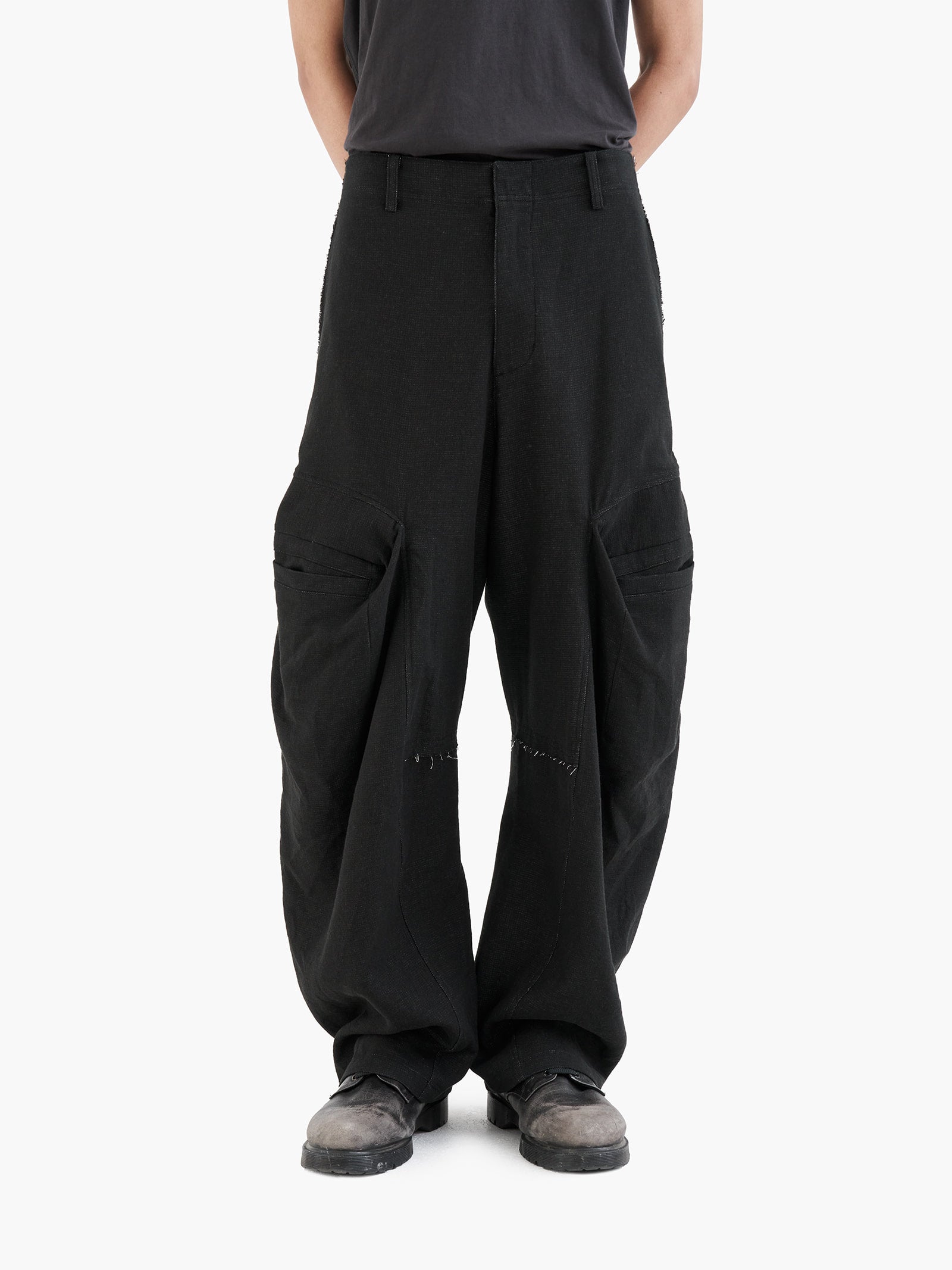 Jiyong Kim - Raw Edged 3D Pocket Trousers (Black) product image 4 | TRAB K-Fashion Australia