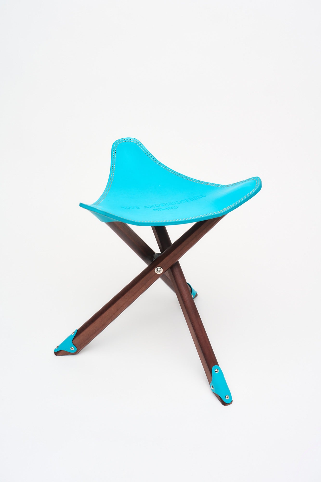 Andersson Bell - Adsb Milano Leather Tripod Stool (Blue) product image 1 | TRAB K-Fashion Australia