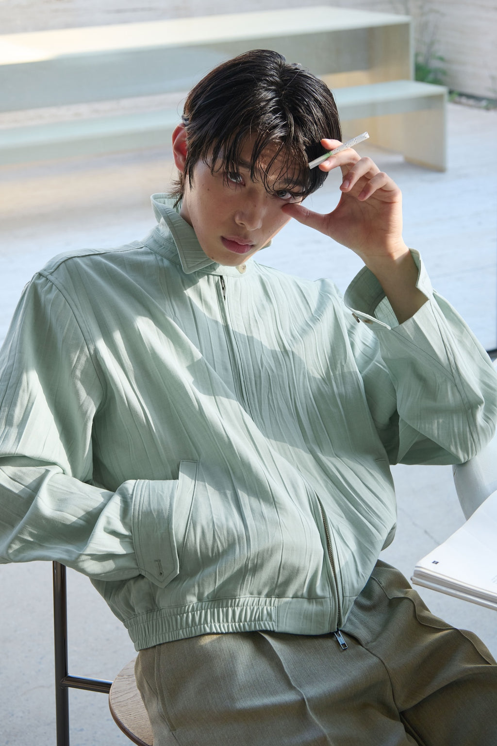 STU - Pleats Swing Jacket (Light Blue) product image 16 | TRAB K-Fashion Australia