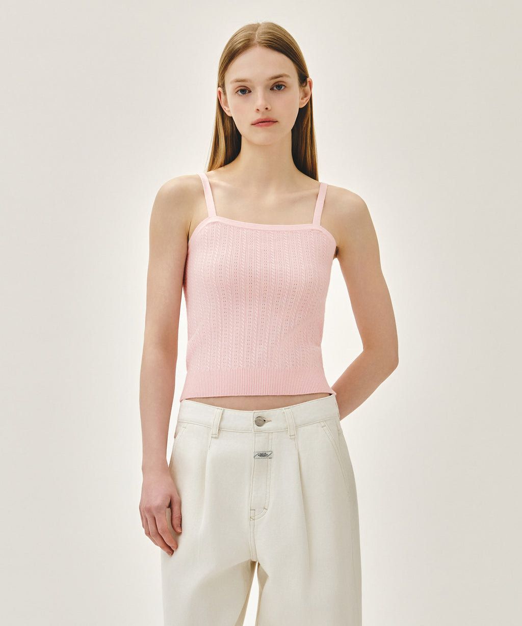 Marithe & Francois Girbaud - Small Classic Logo Half Knit Cardigan Set Up (Light Pink) product image 2 | TRAB K-Fashion Australia