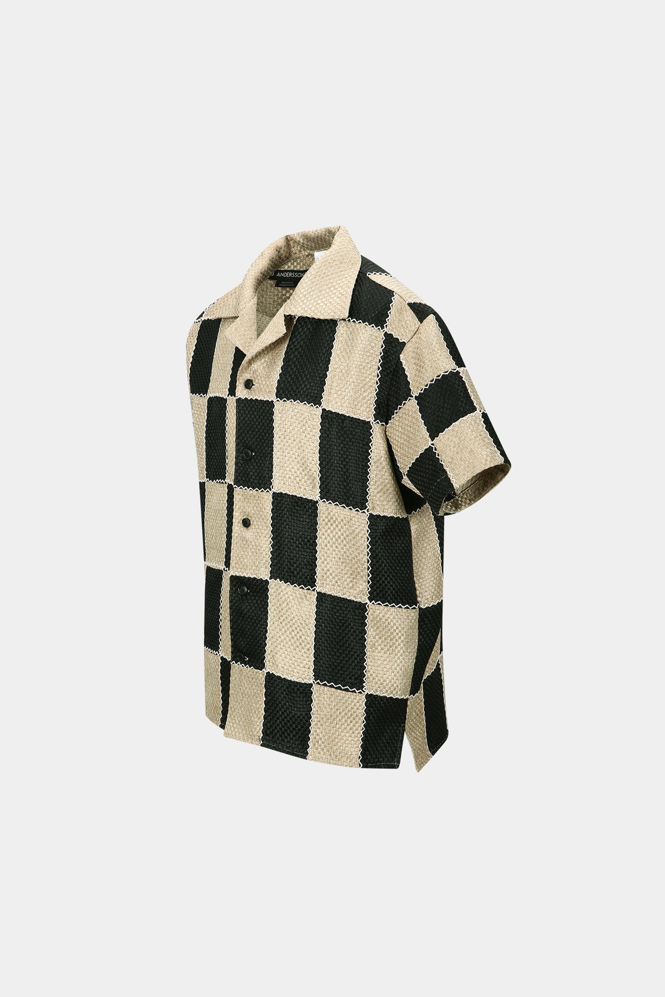 Andersson Bell - Patchwork Open Collar Shirts (Black/Beige) product image 12 | TRAB K-Fashion Australia