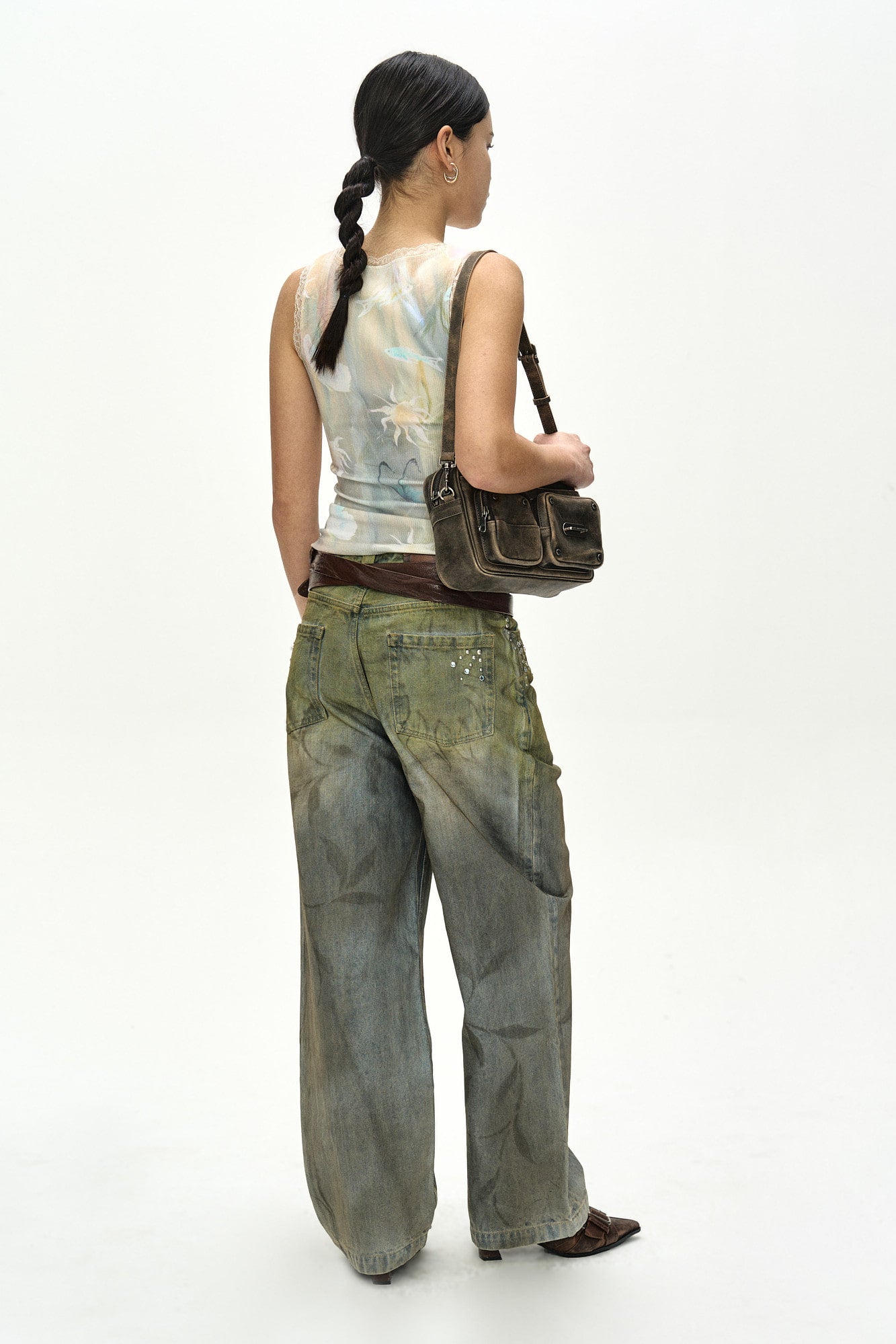 Andersson Bell - Botanical-Print Jeans (Green/Blue) product image 3 | TRAB K-Fashion Australia