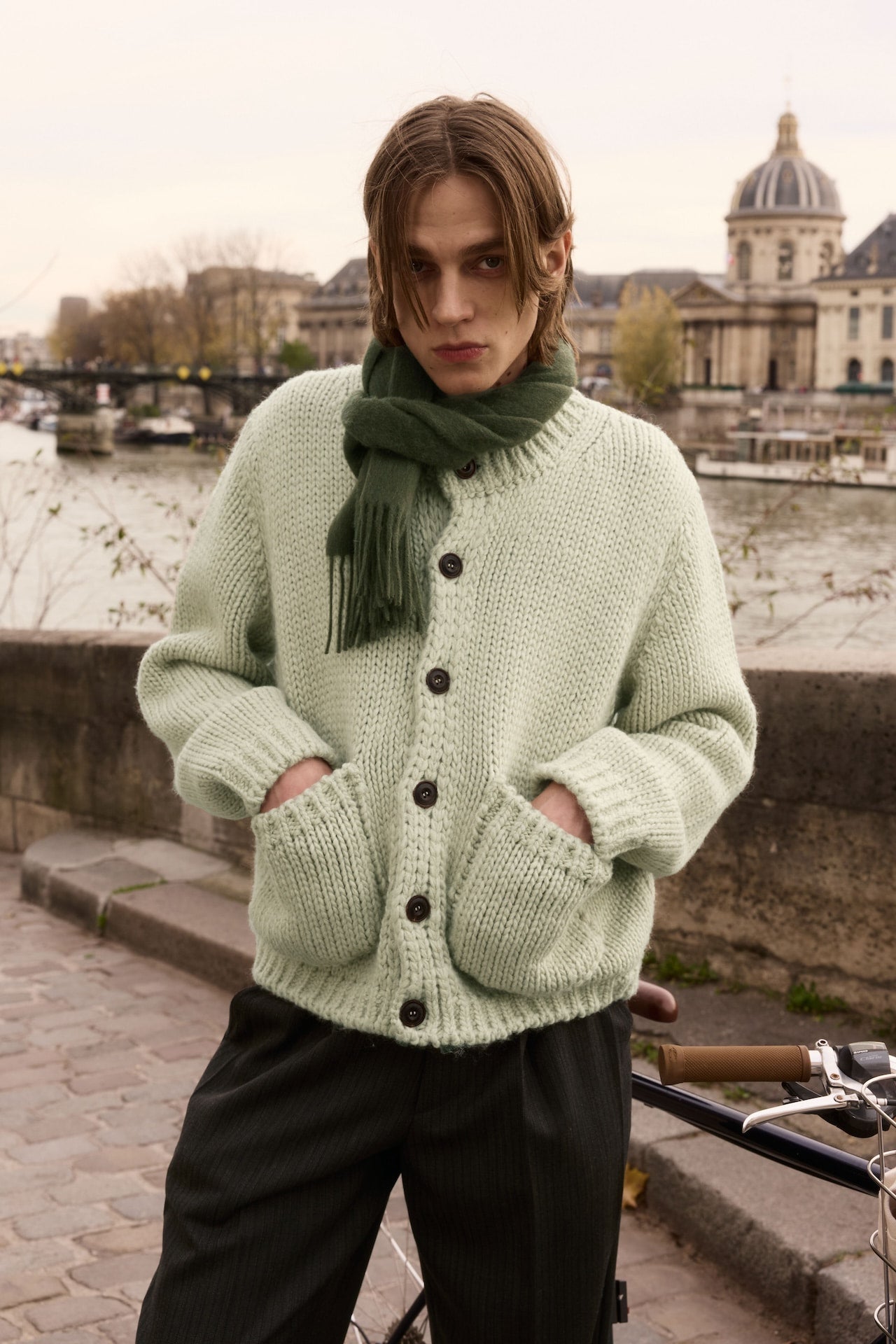 STU - Dimension Pocket Cardigan In Sage (Green) product image 11 | TRAB K-Fashion Australia