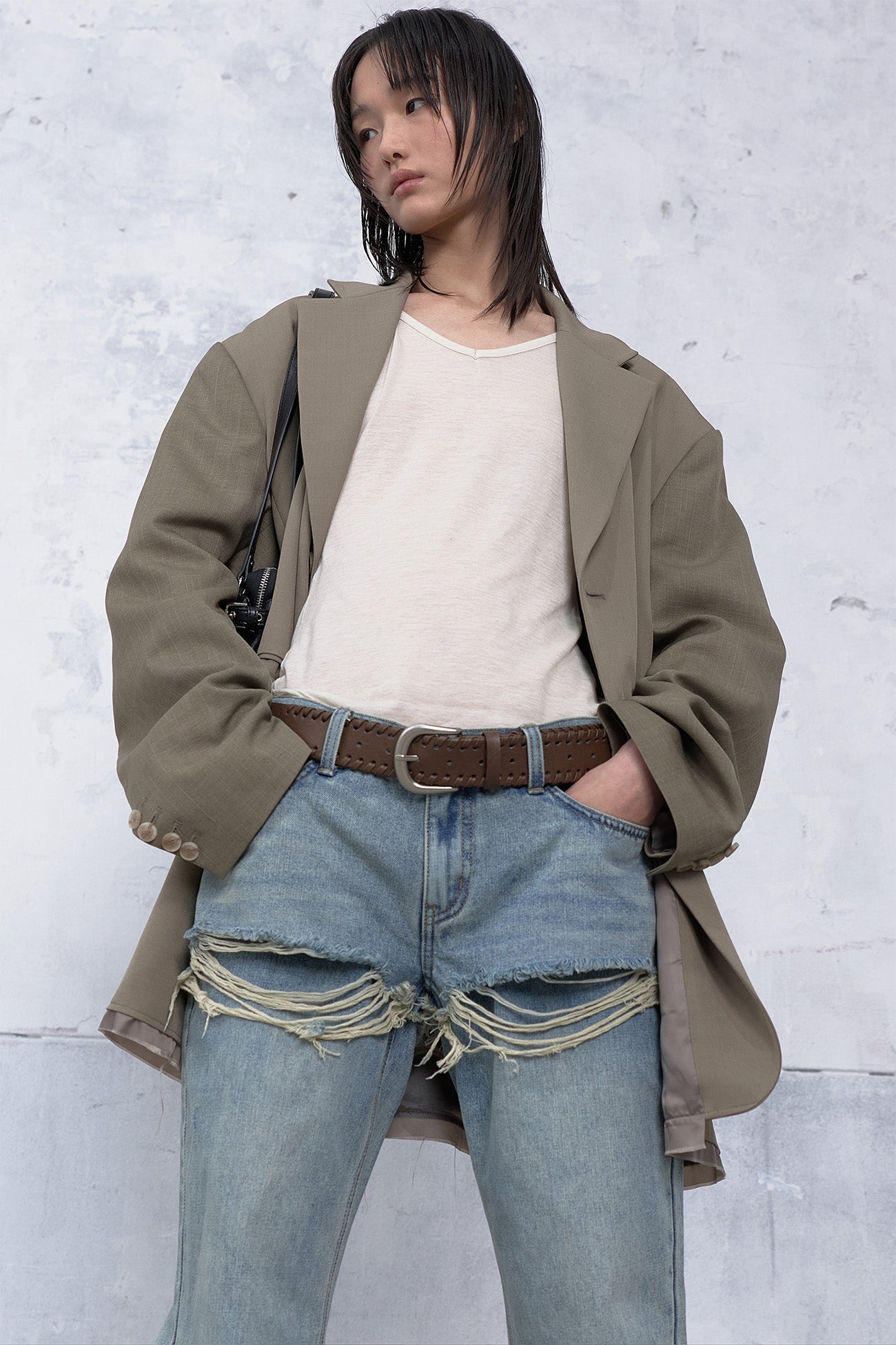 Deinet - Layered Semi Bootscut Denim Pants (Light Blue) product image 10 | TRAB K-Fashion Australia