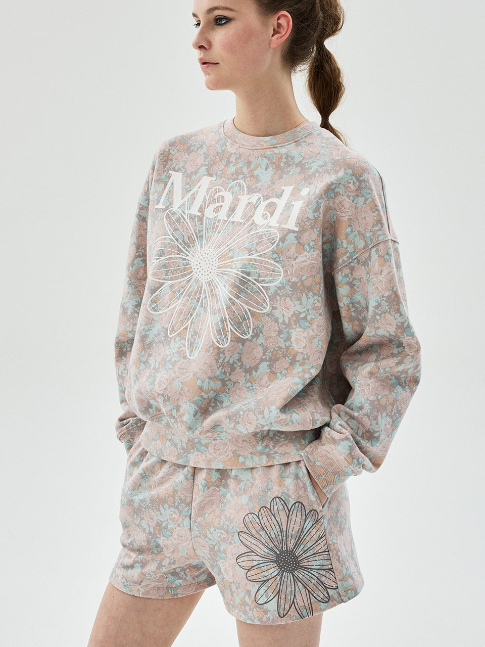Mardi Mercredi - Sweatshirt Fleur Flowermardi (Indipink White) product image 1 | TRAB K-Fashion Australia