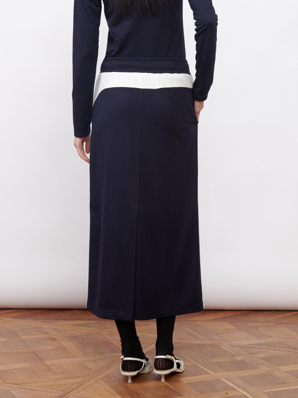 Kijun - Football Jersey Long Skirt (Navy Ivory) product image 3 | TRAB K-Fashion Australia