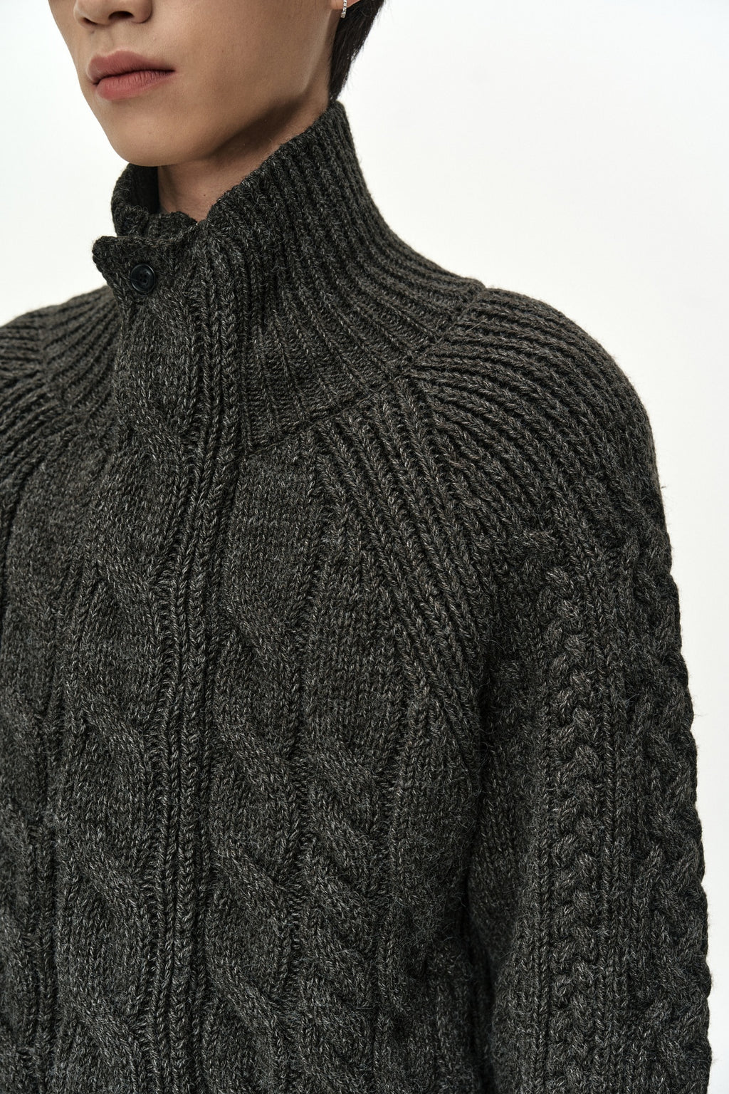 Andersson Bell - Fisherman Cable Zip-Up Sweater (Brown) product image 8 | TRAB K-Fashion Australia
