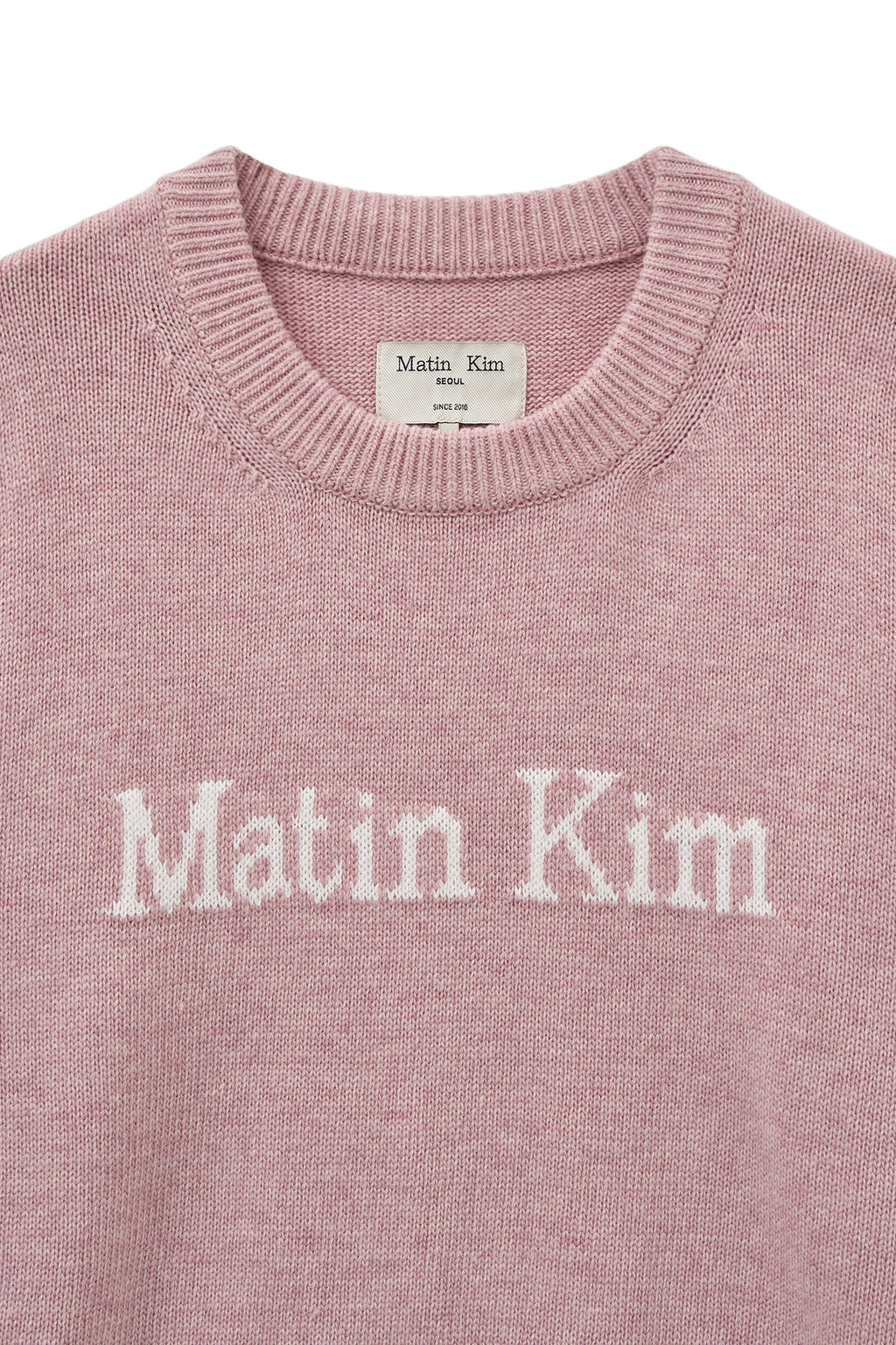 Matin Kim - Color Trim Line Logo Pullover (Pink) product image 4 | TRAB K-Fashion Australia