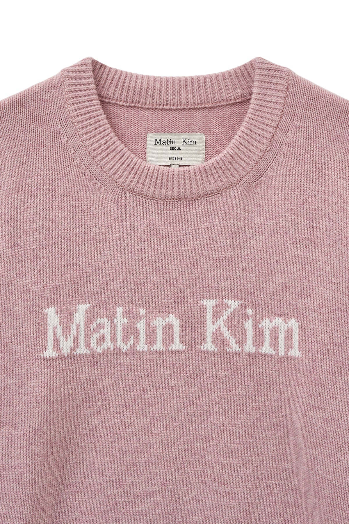 Matin Kim - Color Trim Line Logo Pullover (Pink) product image 4 | TRAB K-Fashion Australia